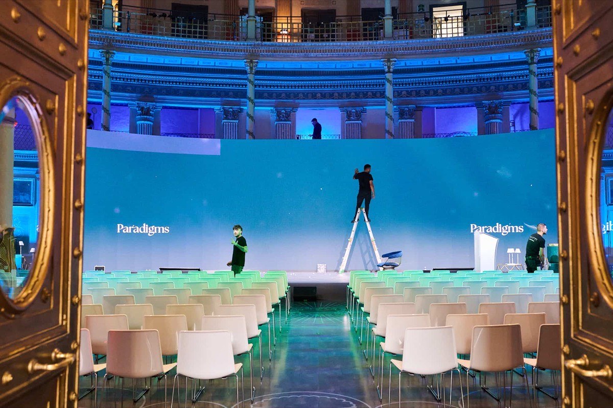 Montaje de un evento en Roma